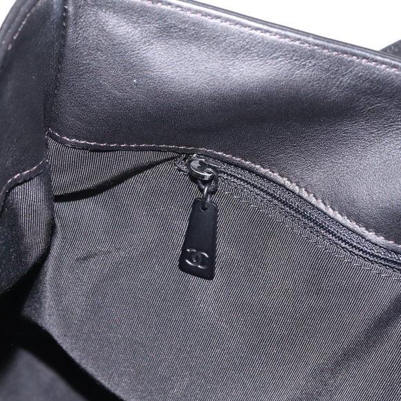 CHANEL Hand Bag Lamb Skin Black CC Auth 208505SAV