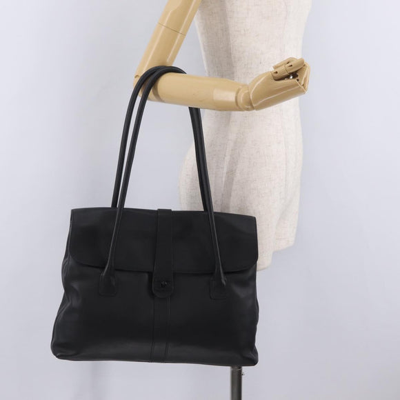 CHANEL Hand Bag Lamb Skin Black CC Auth 208505SAV