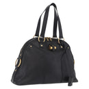 Saint Laurent Muse Hand Bag Leather Black Gold Tone 156464 Auth 208511A-1