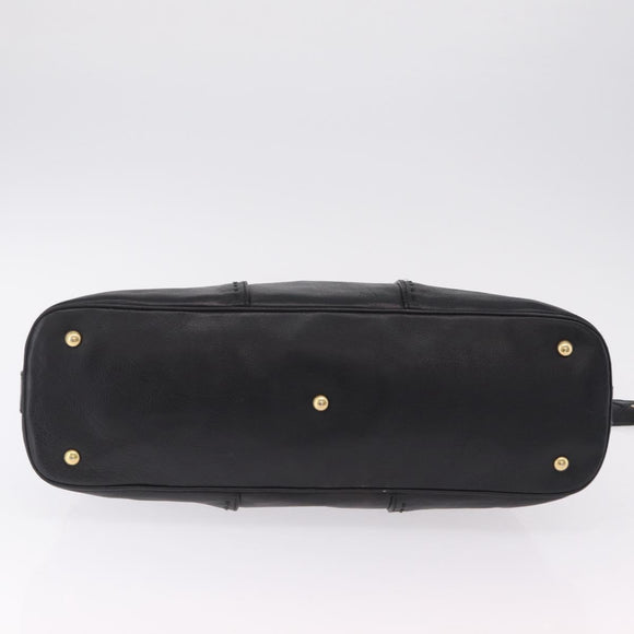 Saint Laurent Muse Hand Bag Leather Black Gold Tone 156464 Auth 208511A