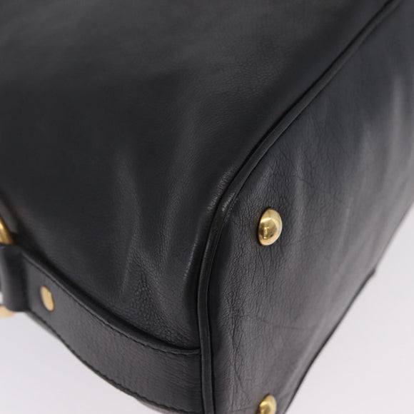 Saint Laurent Muse Hand Bag Leather Black Gold Tone 156464 Auth 208511A