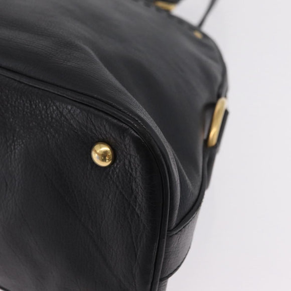 Saint Laurent Muse Hand Bag Leather Black Gold Tone 156464 Auth 208511A