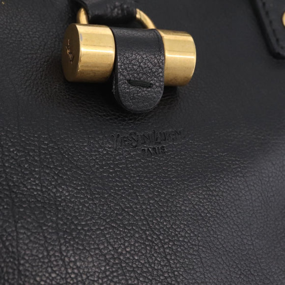 Saint Laurent Muse Hand Bag Leather Black Gold Tone 156464 Auth 208511A