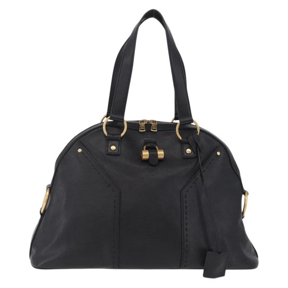 Saint Laurent Muse Hand Bag Leather Black Gold Tone 156464 Auth 208511A