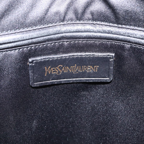 Saint Laurent Muse Hand Bag Leather Black Gold Tone 156464 Auth 208511A