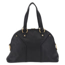 Saint Laurent Muse Hand Bag Leather Black Gold Tone 156464 Auth 208511A-3