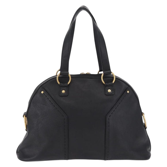 Saint Laurent Muse Hand Bag Leather Black Gold Tone 156464 Auth 208511A