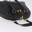 Saint Laurent Muse Hand Bag Leather Black Gold Tone 156464 Auth 208511A-8