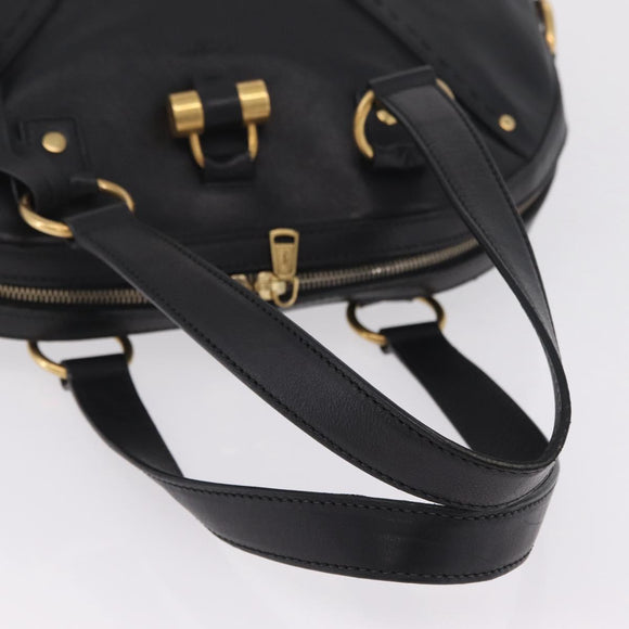 Saint Laurent Muse Hand Bag Leather Black Gold Tone 156464 Auth 208511A