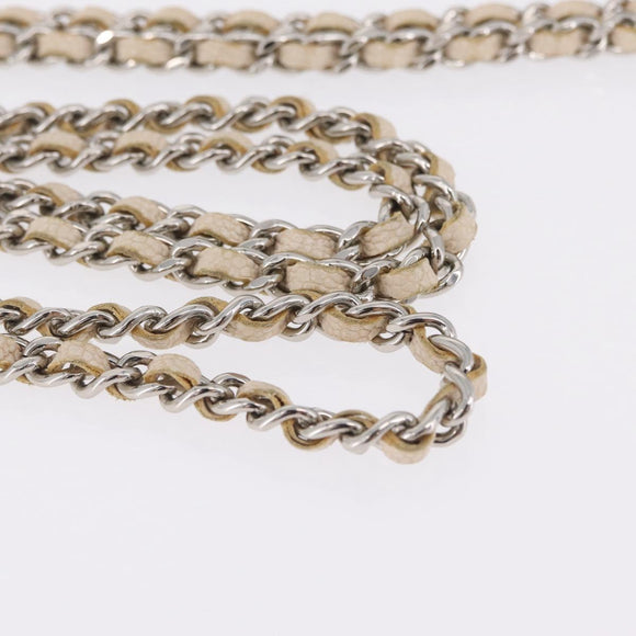 CHANEL Chain Shoulder Bag Canvas Navy Silver CC Auth 208513A