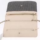 CHANEL Chain Shoulder Bag Canvas Navy Silver CC Auth 208513A-17