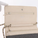 CHANEL Chain Shoulder Bag Canvas Navy Silver CC Auth 208513A-18