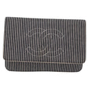 CHANEL Chain Shoulder Bag Canvas Navy Silver CC Auth 208513A-2