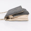CHANEL Chain Shoulder Bag Canvas Navy Silver CC Auth 208513A-6