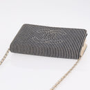 CHANEL Chain Shoulder Bag Canvas Navy Silver CC Auth 208513A-8