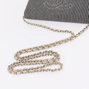 CHANEL Chain Shoulder Bag Canvas Navy Silver CC Auth 208513A-9