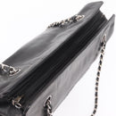 CHANEL Chain Shoulder Tote Bag Leather Black Silver CC Auth 208514A-15