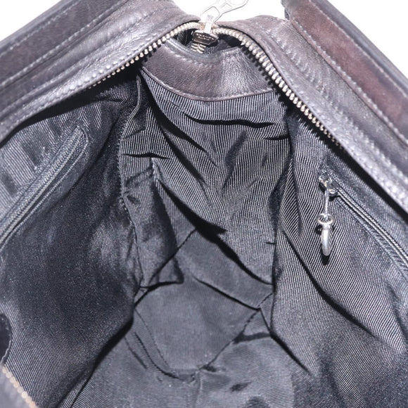 CHANEL Chain Shoulder Tote Bag Leather Black Silver CC Auth 208514A