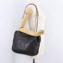 CHANEL Chain Shoulder Tote Bag Leather Black Silver CC Auth 208514A-25