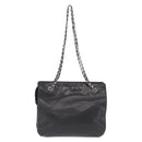 CHANEL Chain Shoulder Tote Bag Leather Black Silver CC Auth 208514A-3