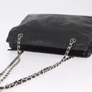 CHANEL Chain Shoulder Tote Bag Leather Black Silver CC Auth 208514A-6