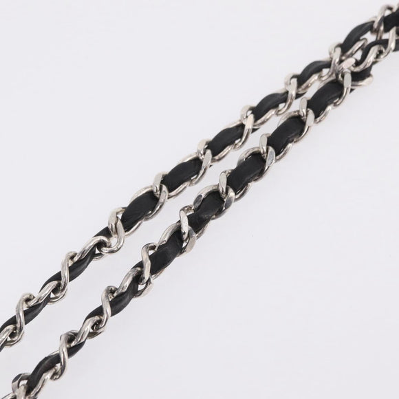 CHANEL Chain Shoulder Tote Bag Leather Black Silver CC Auth 208514A
