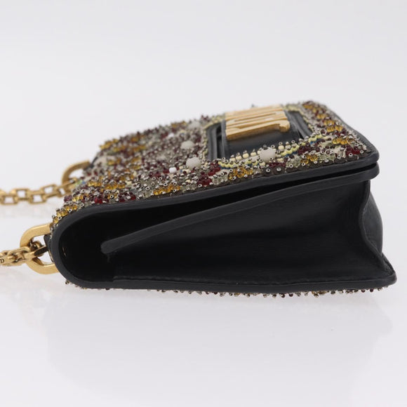 Christian Dior Chain Shoulder Bag Beads Multicolor Gold Tone Auth 208516V