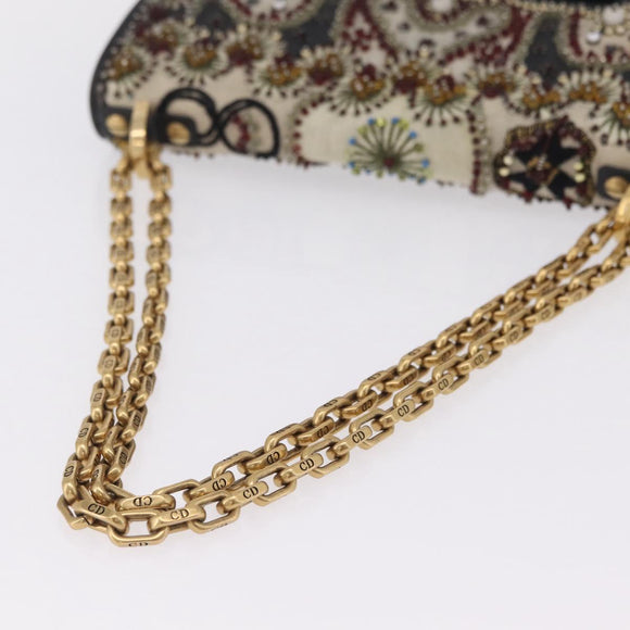 Christian Dior Chain Shoulder Bag Beads Multicolor Gold Tone Auth 208516V