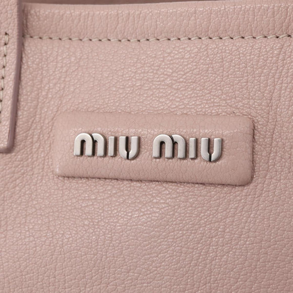 Miu Miu Madras Hand Bag Leather 2way Pink Silver Auth 208522A