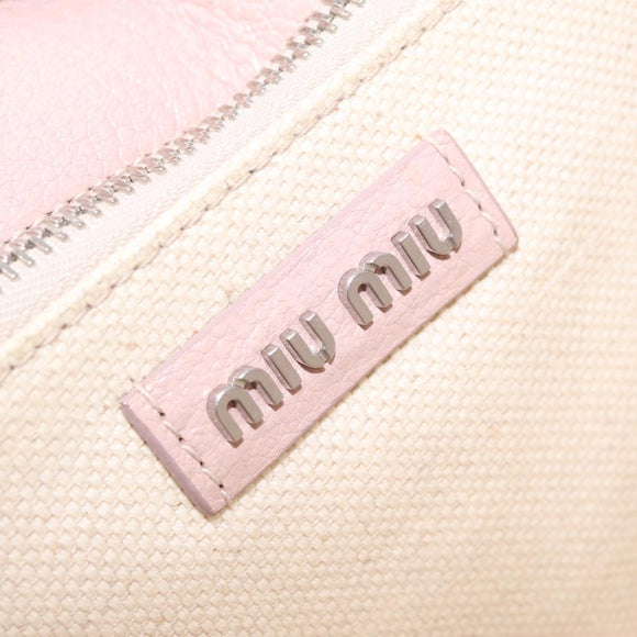 Miu Miu Madras Hand Bag Leather 2way Pink Silver Auth 208522A