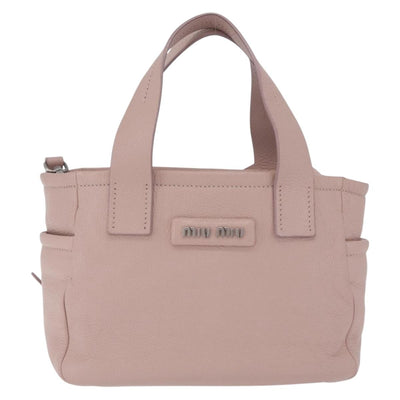 Miu Miu Madras Hand Bag Leather 2way Pink Silver Auth 208522A - 0