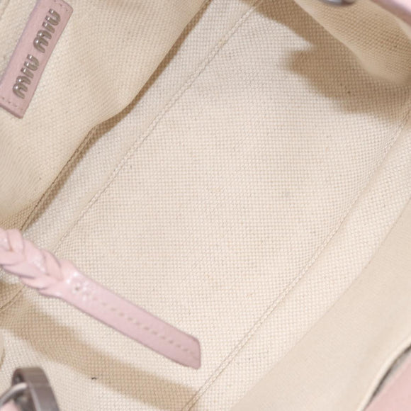 Miu Miu Madras Hand Bag Leather 2way Pink Silver Auth 208522A