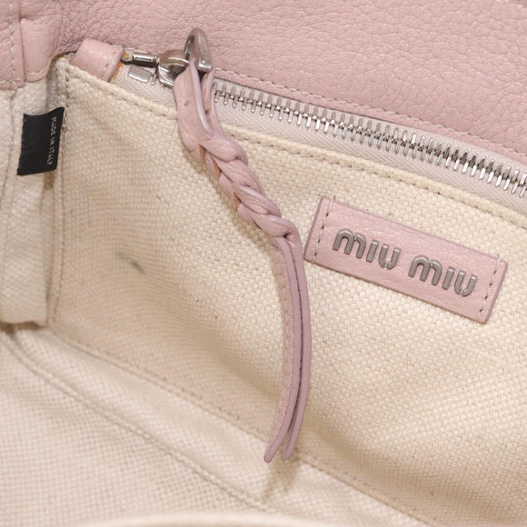 Miu Miu Madras Hand Bag Leather 2way Pink Silver Auth 208522A