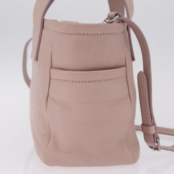 Miu Miu Madras Hand Bag Leather 2way Pink Silver Auth 208522A