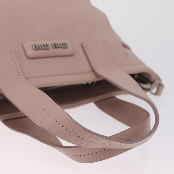 Miu Miu Madras Hand Bag Leather 2way Pink Silver Auth 208522A