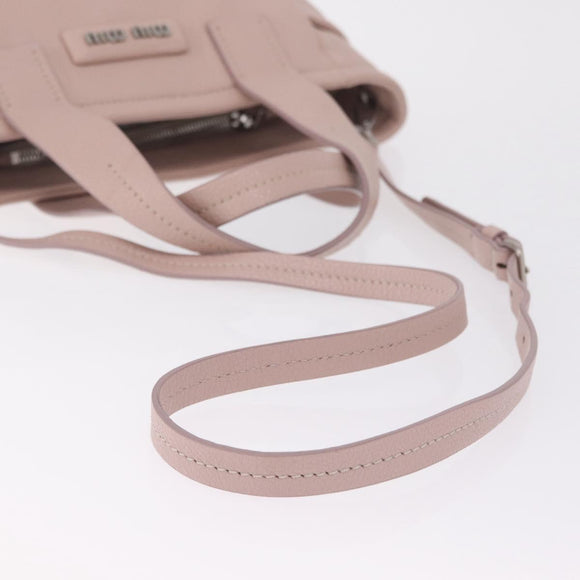 Miu Miu Madras Hand Bag Leather 2way Pink Silver Auth 208522A