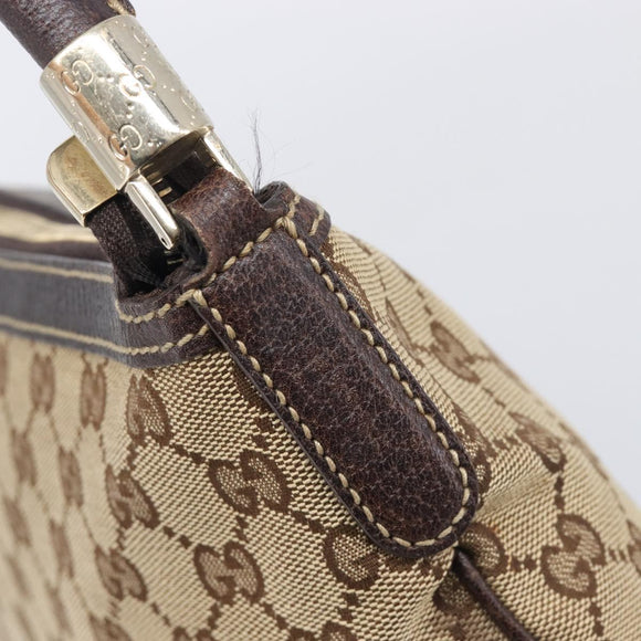 GUCCI GG Canvas Shoulder Bag Beige Gold Tone 161718 Auth 208523V