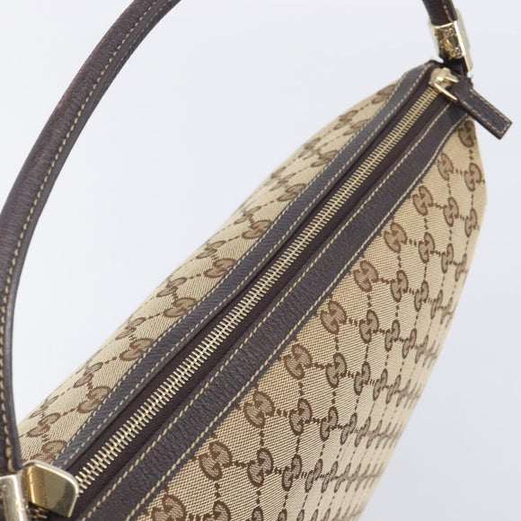 GUCCI GG Canvas Shoulder Bag Beige Gold Tone 161718 Auth 208523V