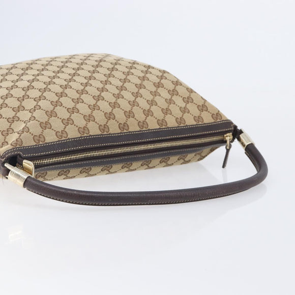 GUCCI GG Canvas Shoulder Bag Beige Gold Tone 161718 Auth 208523V