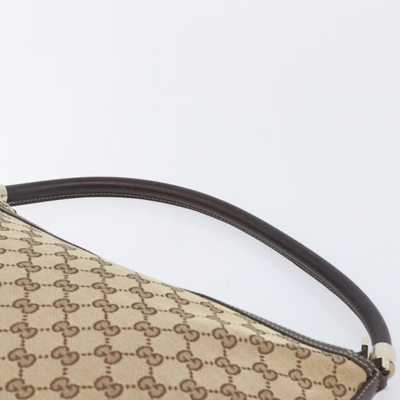 GUCCI GG Canvas Shoulder Bag Beige Gold Tone 161718 Auth 208523V