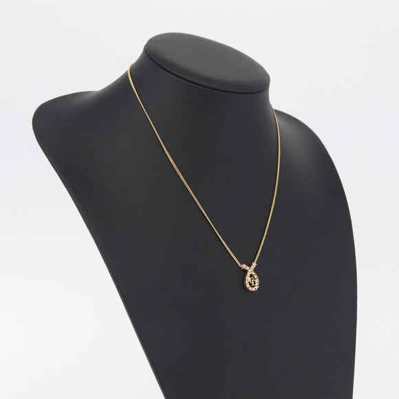 Christian Dior Necklace Metal Gold Tone Auth 208529V