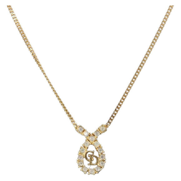 Christian Dior Necklace Metal Gold Tone Auth 208530