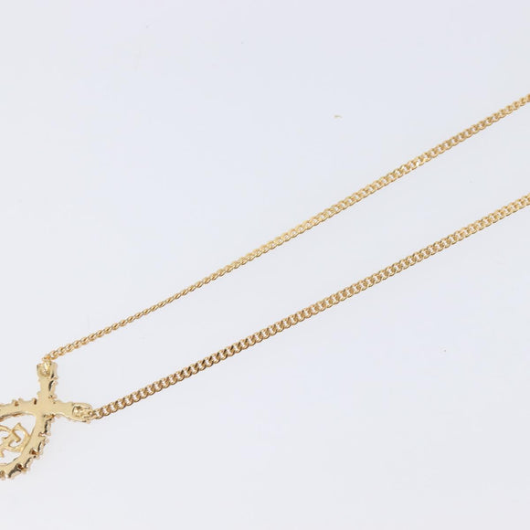 Christian Dior Necklace Metal Gold Tone Auth 208530