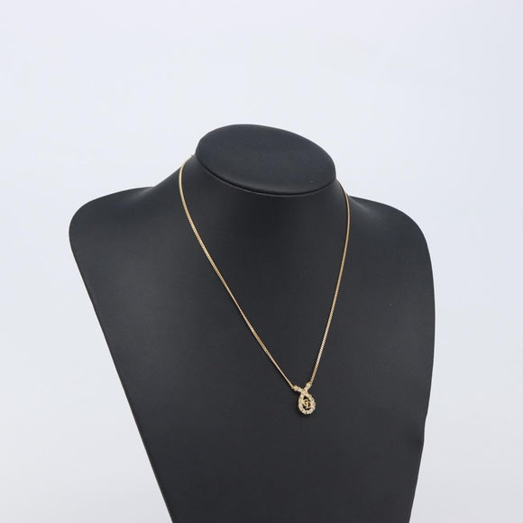 Christian Dior Necklace Metal Gold Tone Auth 208530