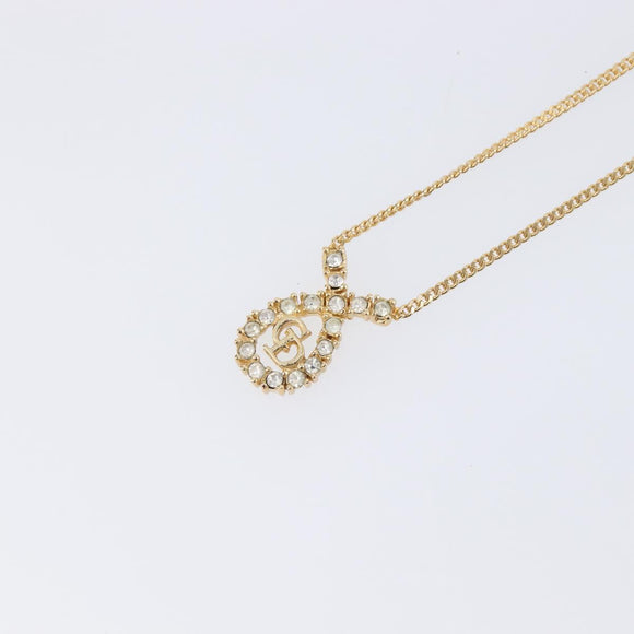 Christian Dior Necklace Metal Gold Tone Auth 208530