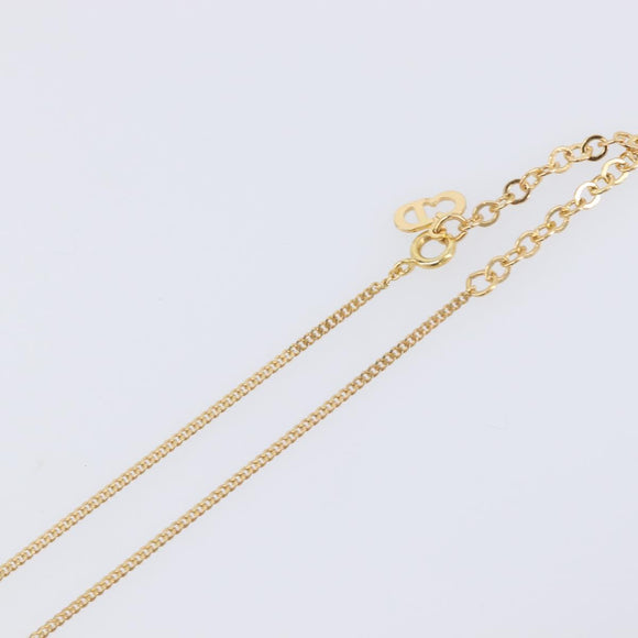 Christian Dior Necklace Metal Gold Tone Auth 208530