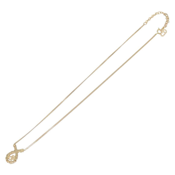 Christian Dior Necklace Metal Gold Tone Auth 208530