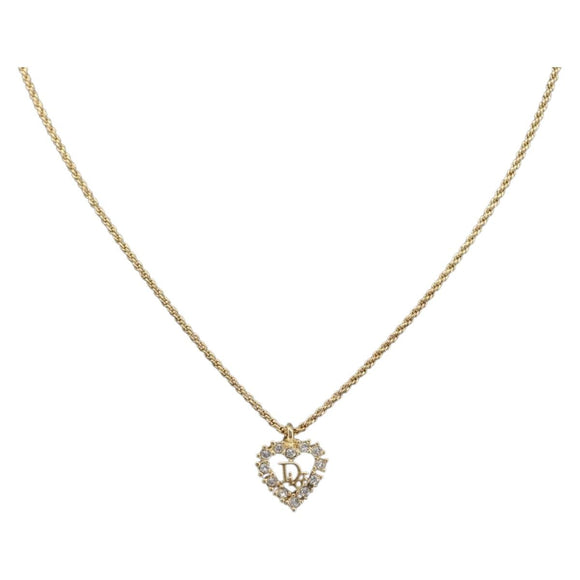 Christian Dior Necklace Metal Gold Tone Auth 208531V