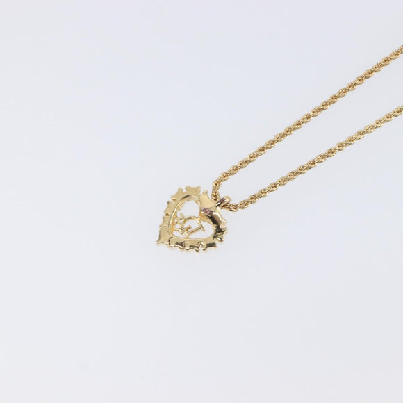 Christian Dior Necklace Metal Gold Tone Auth 208531V