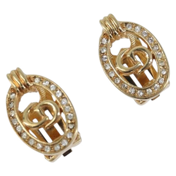 Christian Dior Earring Metal Gold Tone Auth 208532V